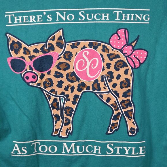 Southern Couture Classic Women's Large Teal  "  Too Much Style " T-Shirt - Picture 5 of 7